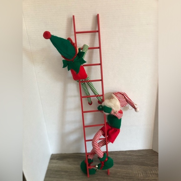 Vtg Santa and Elf Climbing Ladder Decor - Picture 7 of 15